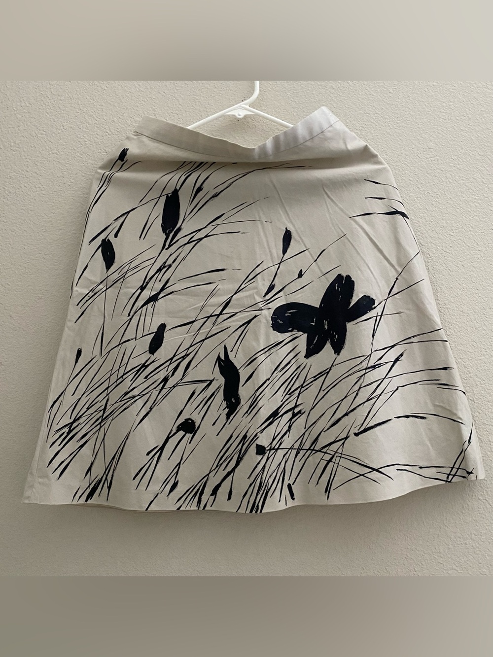 Grace Dane Lewis A-Line Cream Skirt with Black Botanical Print